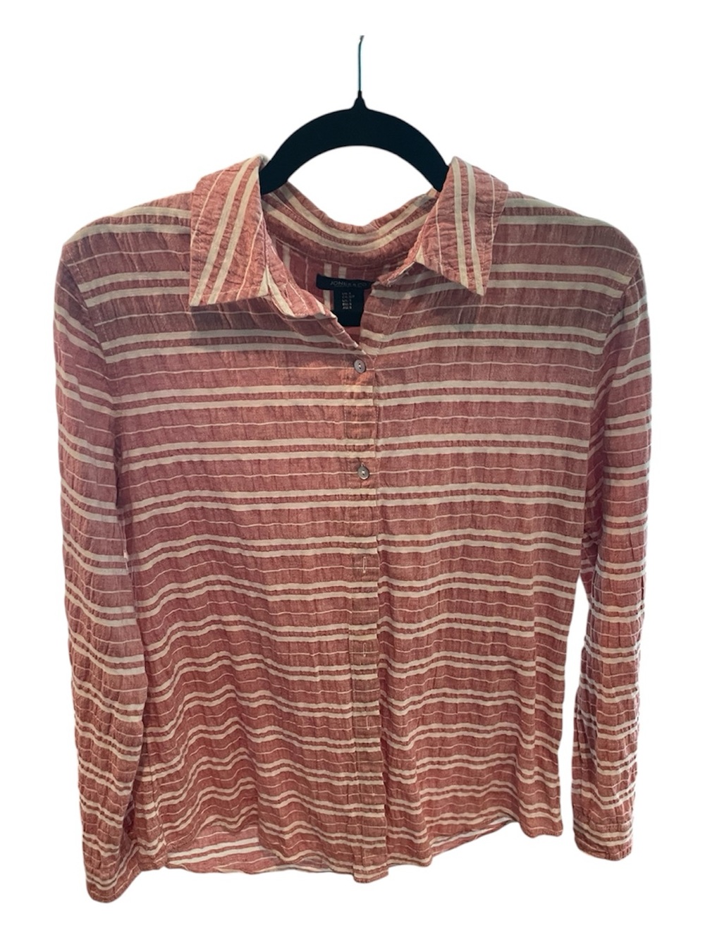 Jones New York Rose and Ivory Striped Button-Down Shirt